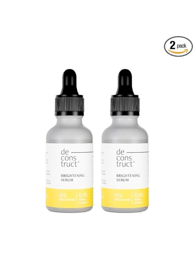 Deconstruct Brightening Face Serum for Pigmentation & Dark Spots Removal | 10% Niacinamide + 0.3% Alpha Arbutin | For Men & Women | Reduces acne marks, tan & freckles | 30ml each, pack of 2 - Image 1
